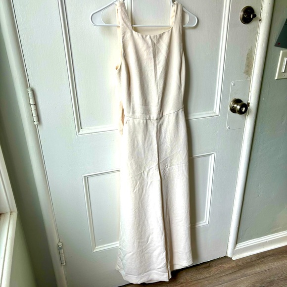 Aritzia Wilfred Écoulement Jumpsuit White Birch Square Neck Wide Leg Size 0 - Picture 6 of 7